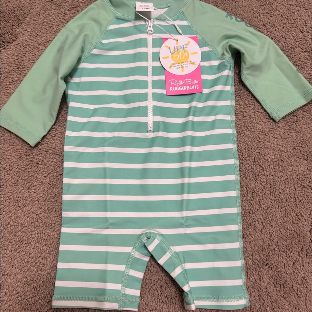RuggedButts Mint Striped Kids Rashguard